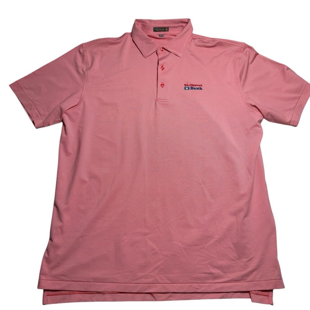 Peter Millar Mens Summer Comfort Polo Shirt XL Red Striped Golf Performance Logo
